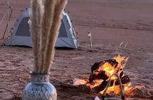Overnight in wild desert with a tent