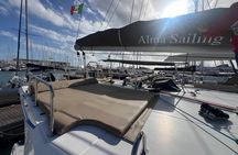 Catamaran tour stops bathing and snorkeling toast with prosecco