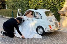 Rome Fiat 500 Romantic experience, with a local photographer