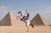 Giza pyramids jumping horse photoshoot 