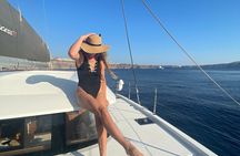 Premium Santorini Daytime Catamaran Cruise with BBQ & Open Bar