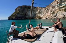 Catamaran tour stops bathing and snorkeling toast with prosecco