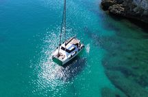 Catamaran tour stops bathing and snorkeling toast with prosecco