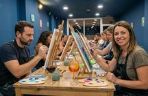 Paint & Wine Workshop in Barcelona in creative studio