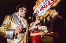 Gold Elvis Wedding or Vow Renewal at Las Vegas Sign