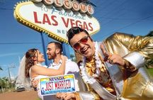 Gold Elvis Wedding or Vow Renewal at Las Vegas Sign