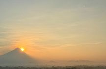 Borobudur Sunrise from Setumbu Hill Merapi Volcano and Prambanan