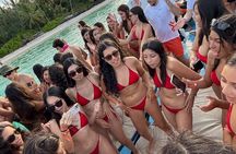 Island Boat Party sand bar with drinks and high entertainment