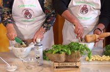 Cooking Genoese Pesto and gnocchi in the English Villa in Genoa