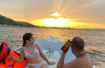 Cagliari sunset by dinghy , stops , dives , pizza and spritz