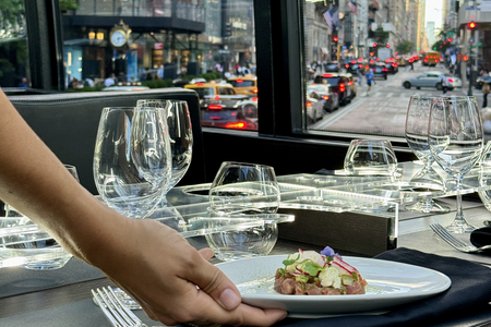 Gourmet Lunch on a Glass-Roof Bus NY