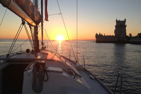 Sunset cruise along the Tagus River in Lisbon
