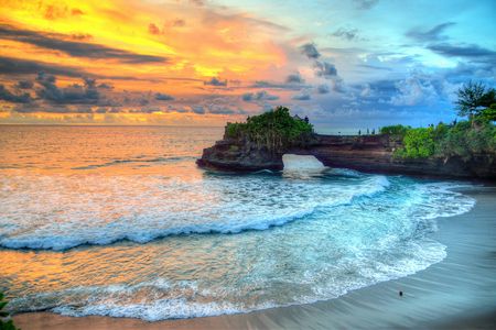 Sunset at Tanah Lot Temple with spa option