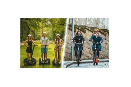 Prague 4-hour small group tour on self-balancing scooter and e-bike or e-scooter with pickup