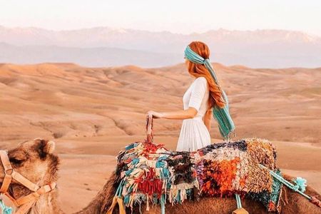 Agafay desert private sunset camel ride from Marrakech