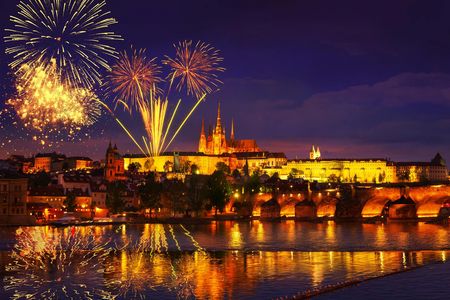 Prague New Year's Eve party pub crawl and Karlovy Lazne entrance