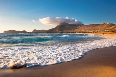 Falasarna sunset from the beach with transport and driver guide