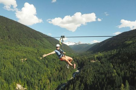 Sasquatch zipline tour over Fitzsimmons valley