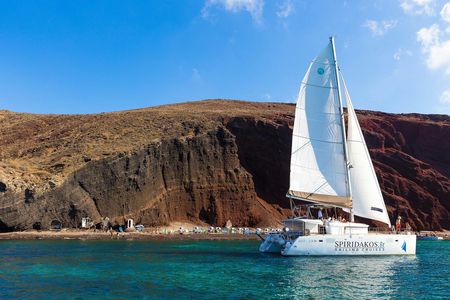Santorini Premium Catamaran Cruise with Pickup, BBQ and Drinks