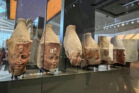 New Grand Egyptian Museum and Giza Pyramids from Sharm by Plane