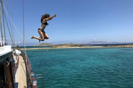 Mykonos yacht cruise to Rhenia Island and guided tour of Delos