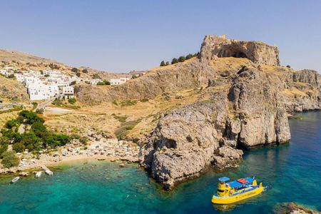Boat ride on Hippo Submarine in Lindos and swim at Navarone Bay