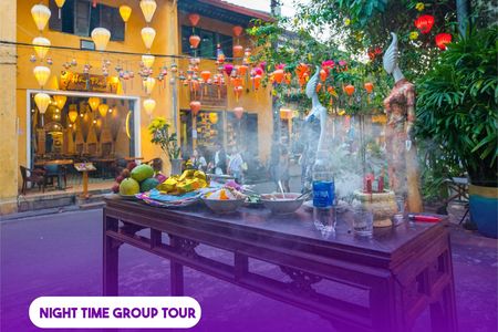 Hoianian's beliefs evening  tour by motorbike with vegetarian dinner