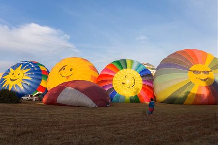 Hot air balloon flight at sunrise in Mallorca
