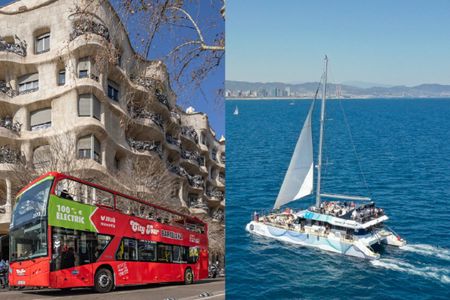 Barcelona hop-on hop-off bus tour with catamaran cruise
