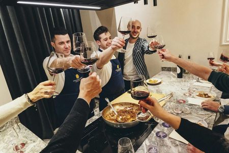 Pasta cooking class and wine tasting with sommelier