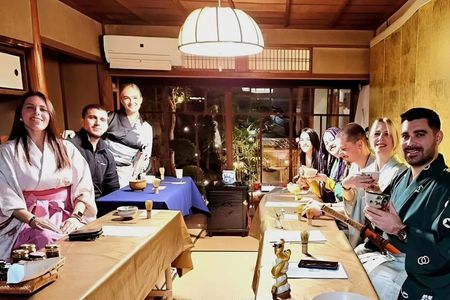 Kyoto tea and kimono ceremony in a traditional machiya townhouse