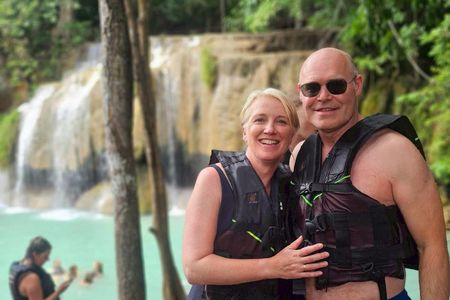 Private tour in a luxury van, Erawan Fall, Floating and Railway Markets