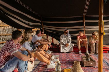Story of Dubai tour via traditional trolley with traditional dinner