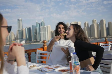 1-hour sightseeing cruise with pizza at Dubai Marina Harbour