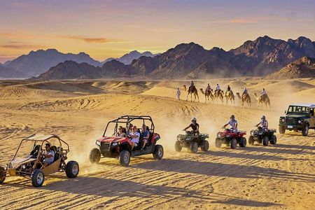 Desert safari by quad bike and 4x4 with Bedouin village dinner
