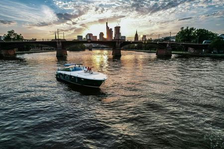 Private yacht tour for up to 12 people in Frankfurt with skyline view