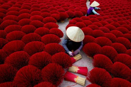 Handmade incense-making activity in local village from Hanoi
