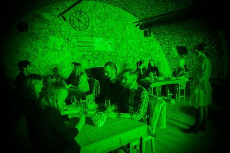Tasting experience in the dark in a historic wine cellar in Bratislava