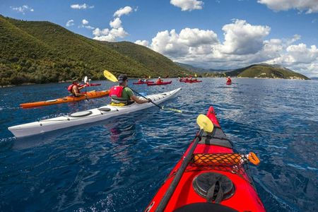 Private kayaking tour to Skorpios and Madouri islands from Lefkada