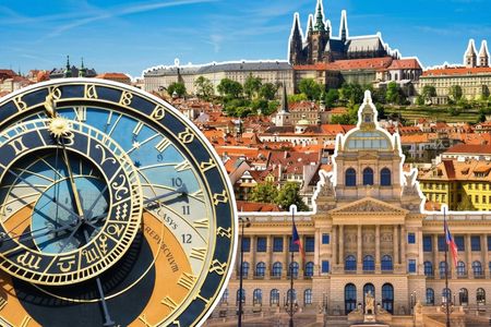 Prague Castle and Orloj with National Museum or Jewish Quarter