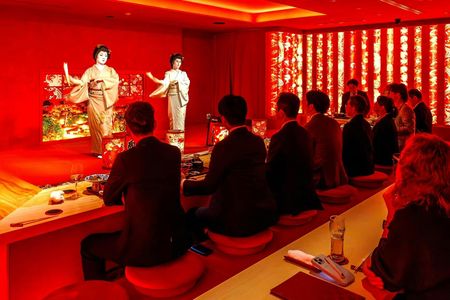 Traditional Zashiki Kaiseki meal with geisha performance
