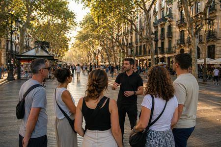Barcelona Old Town and sky views with Montjuic Castle and cable car