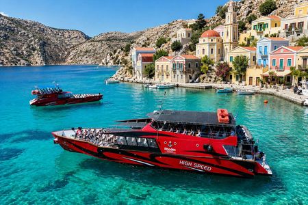 Chalki Island and Alimia Beach boat cruise from Rhodes