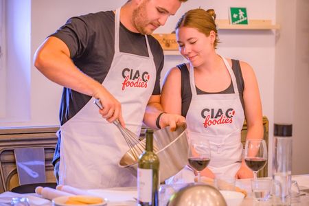 Express pasta and tiramisu cooking class with unlimited wine