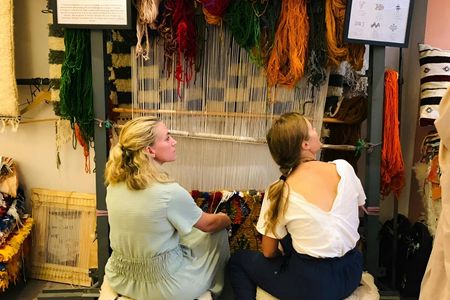Traditional Moroccan carpet weaving local workshop