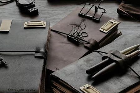 Leather notebook making workshop in Hanoi