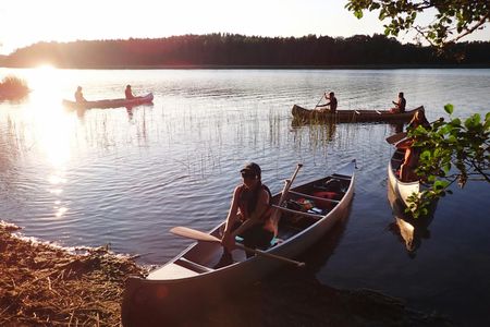 Stockholm sunset canoe beaver tour with dinner by the water