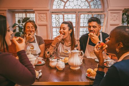 Traditional English scone-making workshop in London with tea