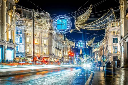 London Christmas lights open top bus tour and single boat trip