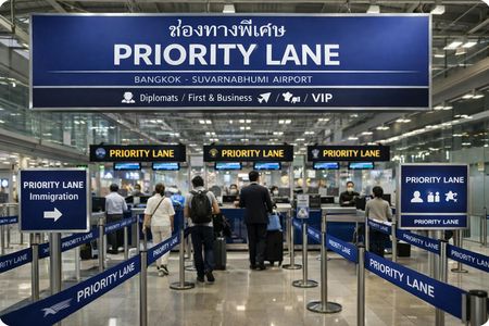 Bangkok airport priority lane with butler and optional buggy
